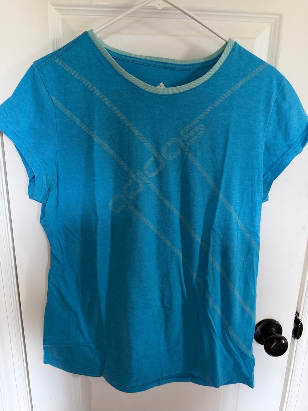 adidas Women’s Teal Blue Short-Sleeve Logo Tee